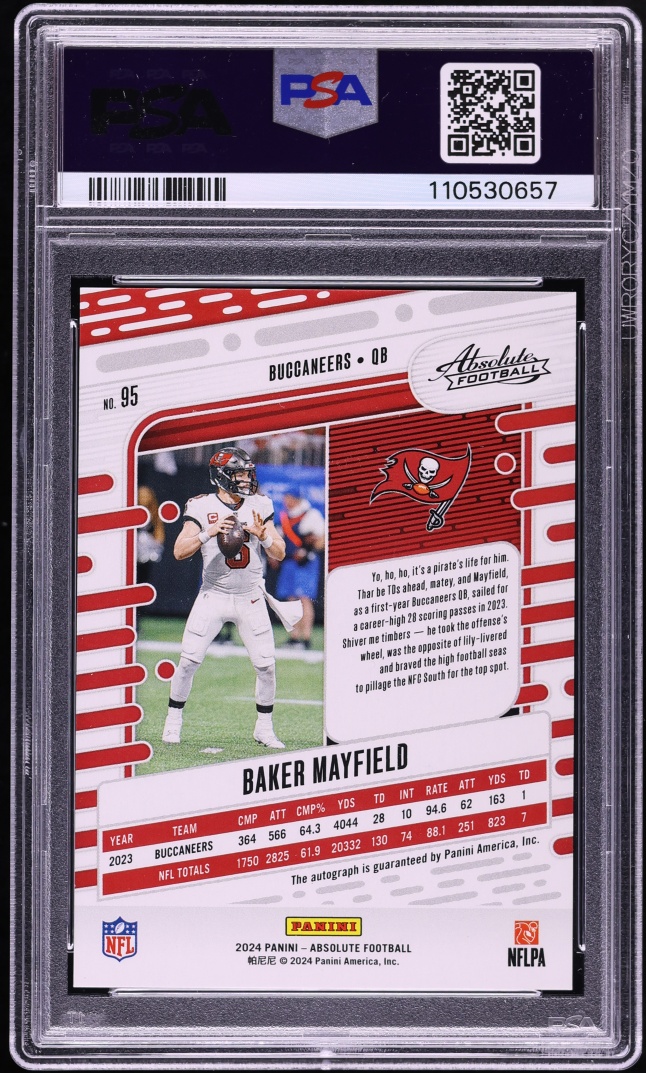 2024 Absolute Gold Stars Baker Mayfield AUTO /10 #95 PSA 10 GEM MINT - Photo 2