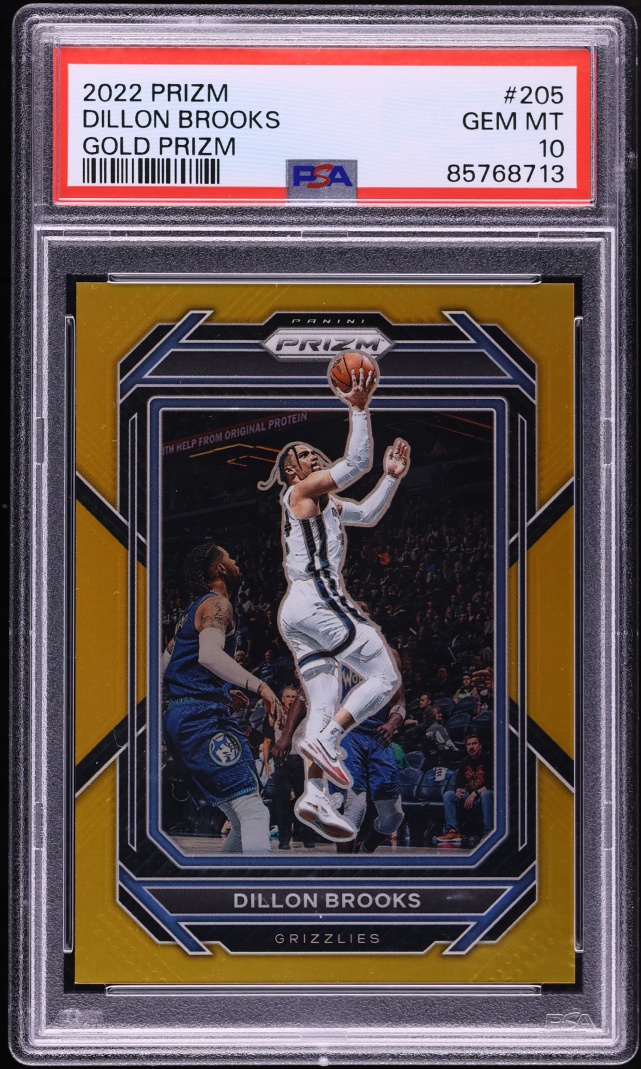 2022 Panini Prizm Gold Dillon Brooks /10 #205 PSA 10 GEM MINT