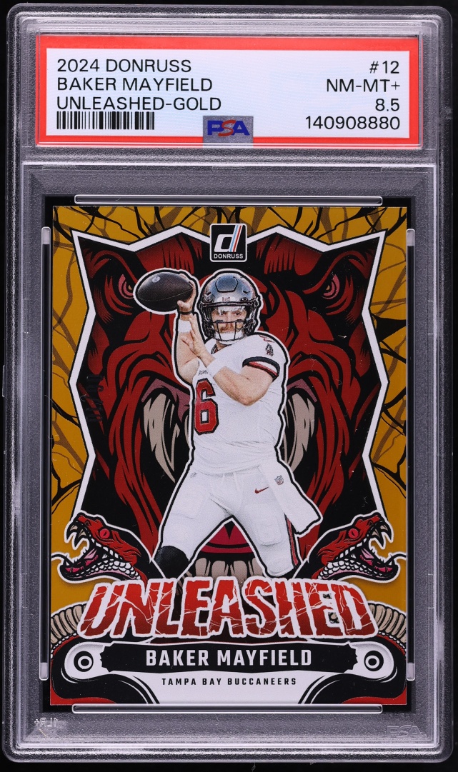 2024 Donruss Unleashed Gold Baker Mayfield #12 PSA 8.5 NM-MT+
