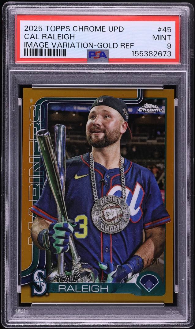 2025 Topps Chrome Update Image Variation Gold Refractor Cal Raleigh /50 #USC45 PSA 9 MINT