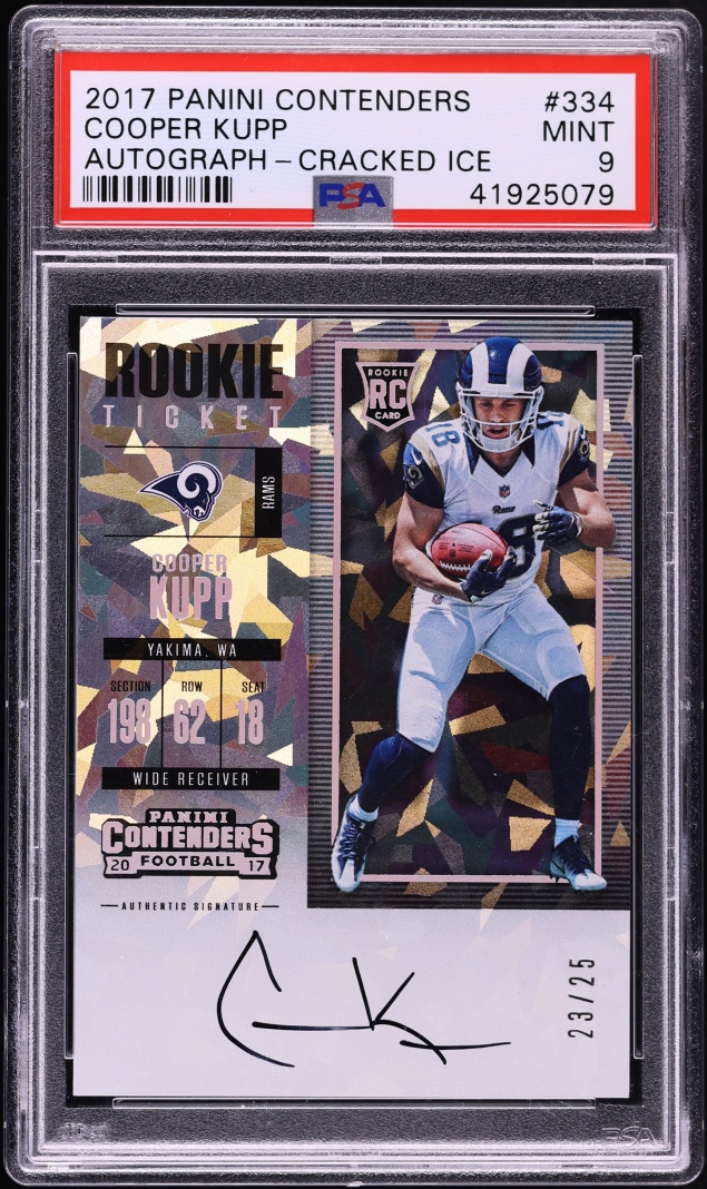 2017 Panini Contenders Cracked Ice Cooper Kupp ROOKIE AUTO /25 #334 PSA 9 MINT