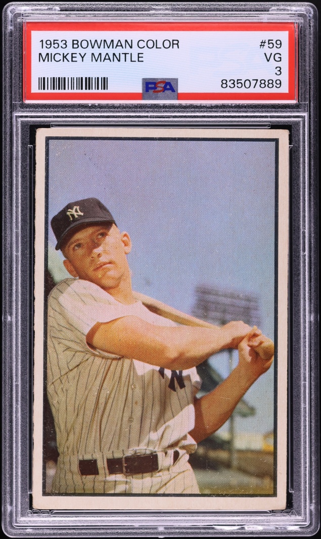 1953 Bowman Color Mickey Mantle #59 PSA 3 VG