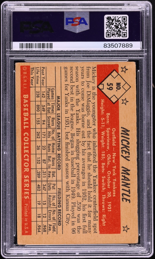 1953 Bowman Color Mickey Mantle #59 PSA 3 VG - Photo 2