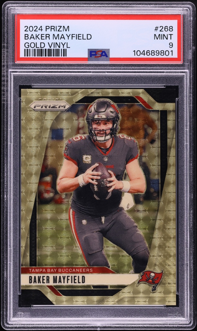 2024 Panini Prizm Gold Vinyl Baker Mayfield /5 #268 PSA 9 MINT