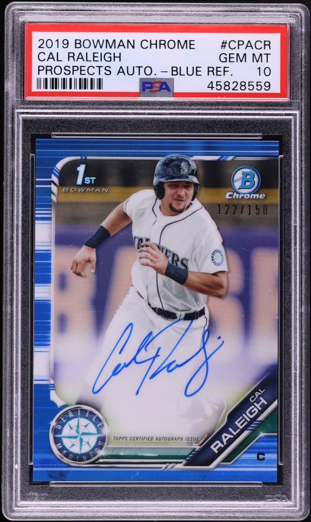 2019 Bowman Chrome Blue Refractor Cal Raleigh PROSPECT AUTO /150 #CPA-CR PSA 10 GEM MINT