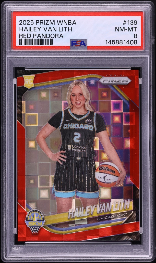 2025 Panini Prizm WNBA Red Pandora Hailey Van Lith ROOKIE /199 #139 PSA 8 NM-MT
