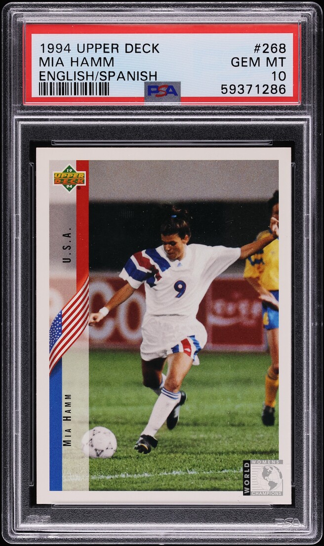 1994 Upper Deck World Cup English Spanish Mia Hamm ROOKIE #268 PSA 10 GEM MINT