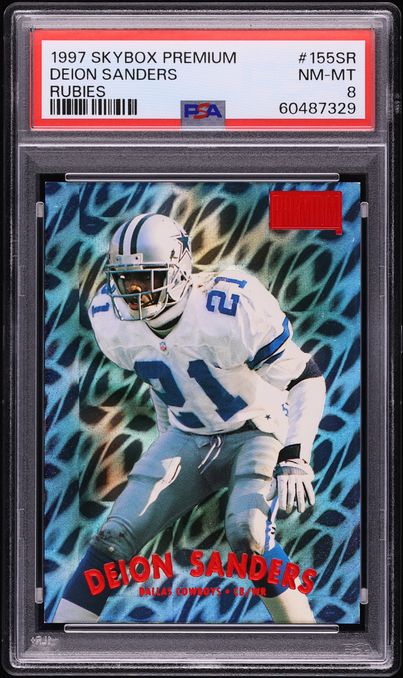 1997 Skybox Premium Star Rubies Deion Sanders /50 #155 PSA 8 NM-MT