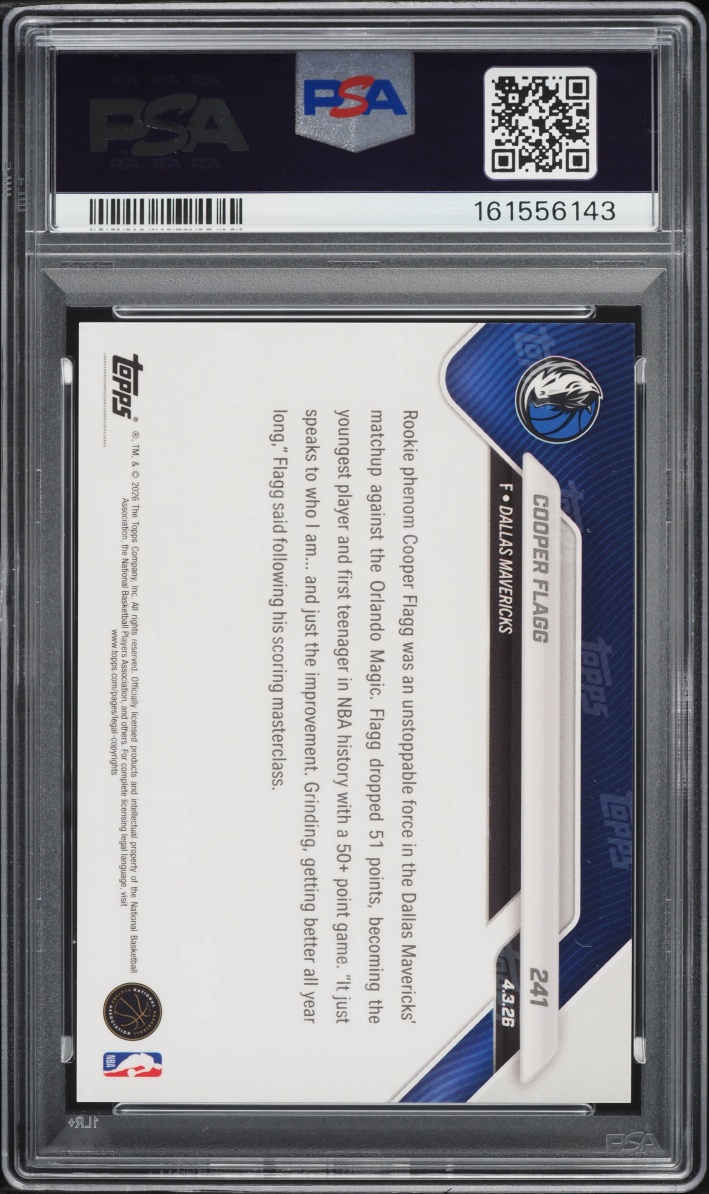2025 Topps Now Cooper Flagg ROOKIE #241 PSA 10 GEM MINT