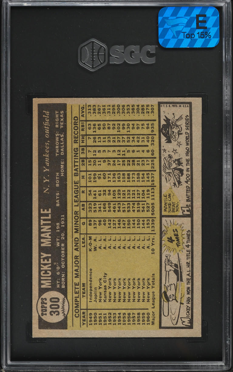 1961 Topps Mickey Mantle #300 SGC 7 NRMT
