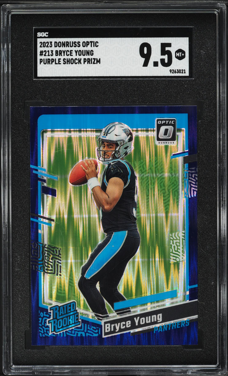 2023 Donruss Optic Purple Shock Prizm Bryce Young ROOKIE #213 SGC 9.5 MINT+