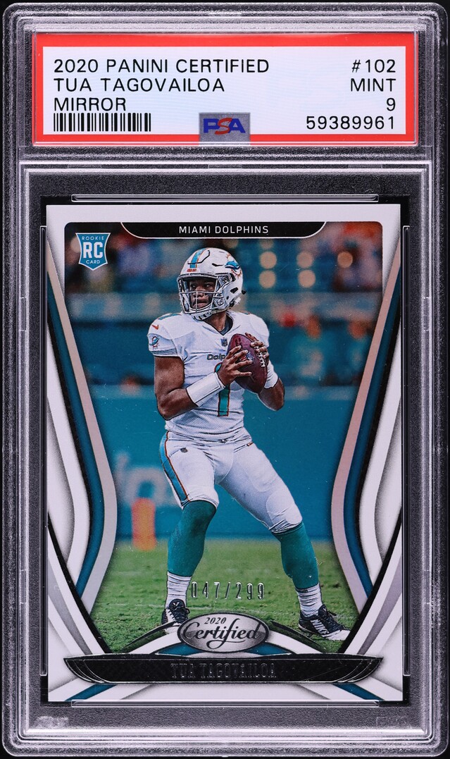 2020 Panini Certified Mirror Tua Tagovailoa ROOKIE /299 #102 PSA 9 MINT