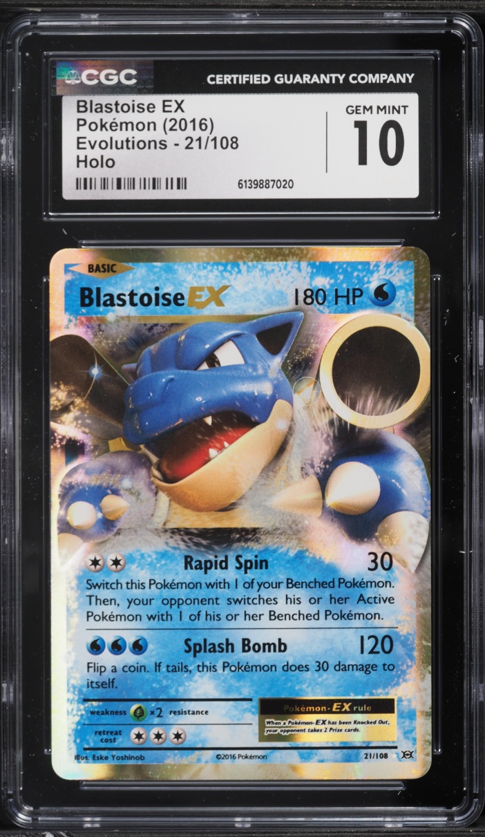 2016 Pokemon XY Evolutions Holo Blastoise EX #21 CGC 10 GEM MINT
