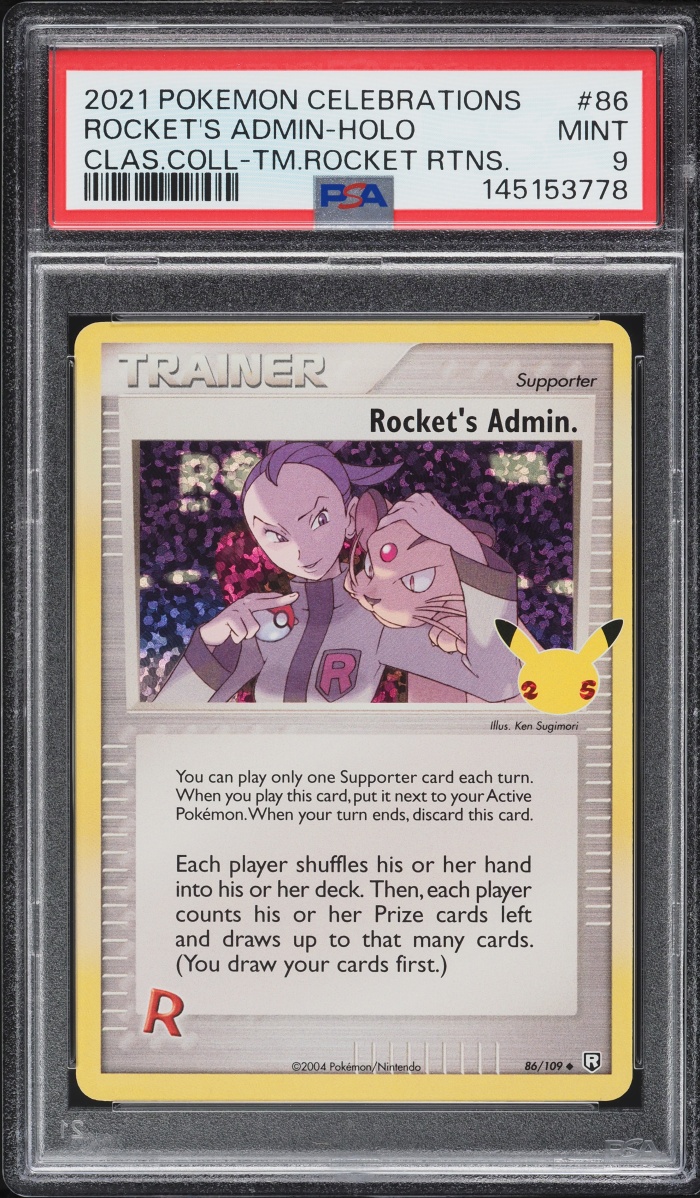 2021 Pokemon SWSH Celebrations Classic Collection Holo Rocket's Admin #86 PSA 9 MINT