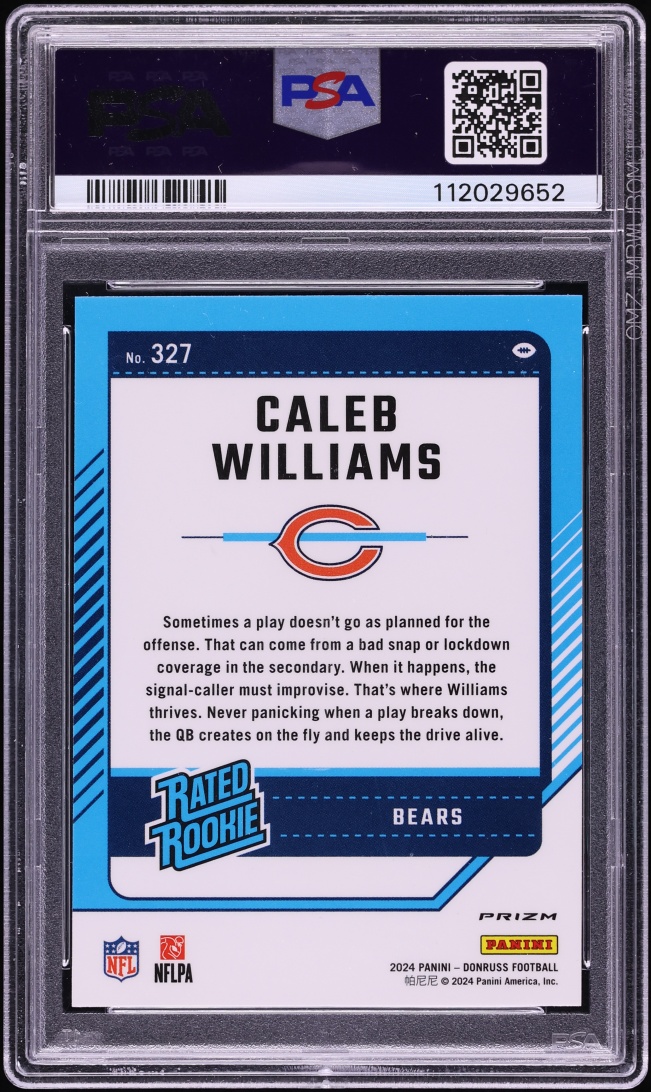 2024 Donruss Optic Preview Pink Caleb Williams ROOKIE #327 PSA 10 GEM MINT