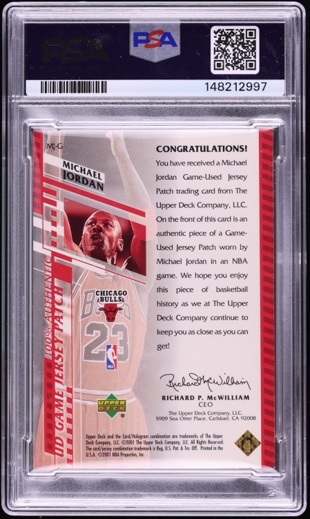 2000 Upper Deck Gold Michael Jordan PATCH /25 #MJ-G PSA 6 EXMT