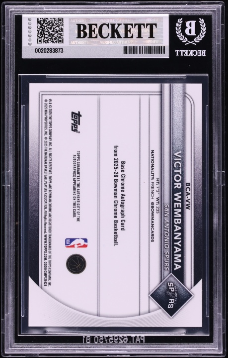 2025 Bowman Chrome Orange Geometric Refractor Victor Wembanyama AUTO /25 #BCAVW BGS 9 MINT