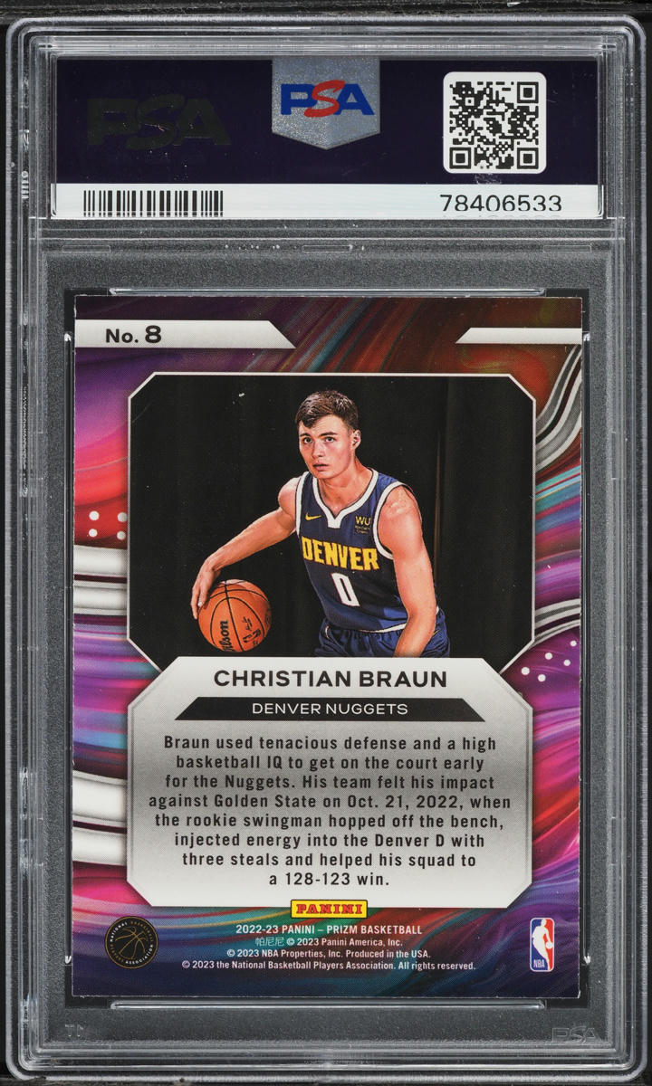 2022 Panini Prizm Instant Impact Christian Braun ROOKIE #8 PSA 9 MINT