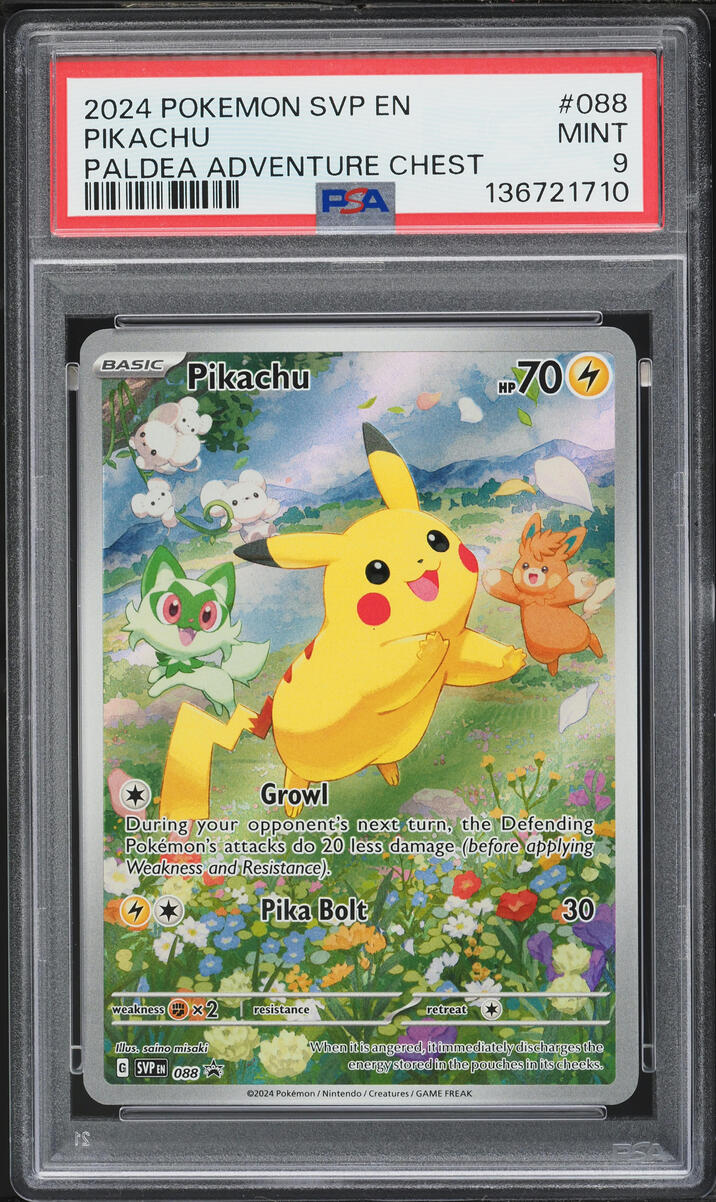 2024 Pokemon Scarlet & Violet Promo Paldea Adventure Chest Alt Art Pikachu #88 PSA 9 MINT