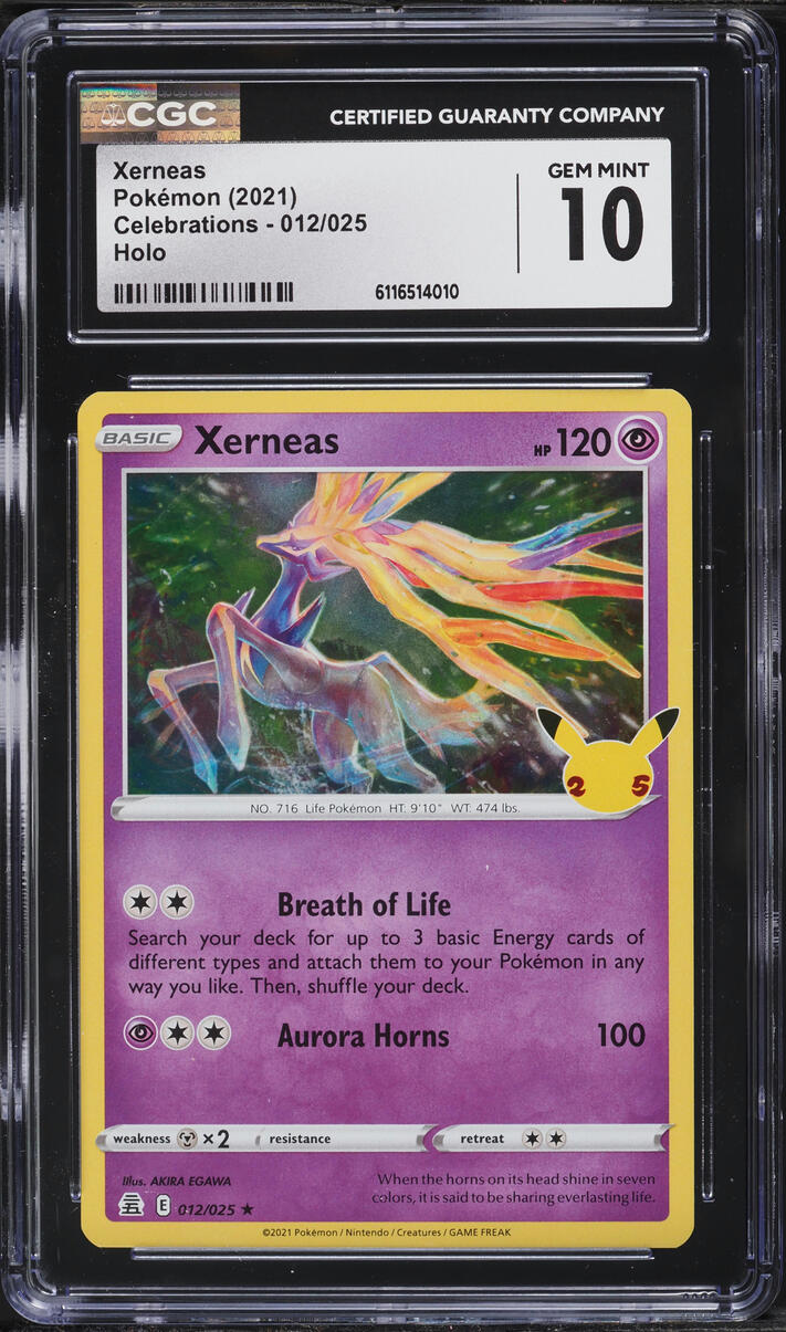 2021 Pokemon Sword & Shield Celebrations Holo Xerneas #12 CGC 10 GEM MINT