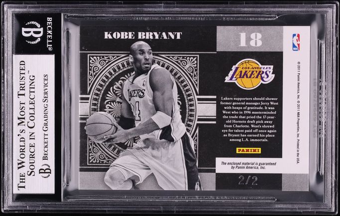 2010 Playoff National Treasures Colossal Kobe Bryant NBA LOGOMAN PATCH 2/2 #18 BGS 9 MINT