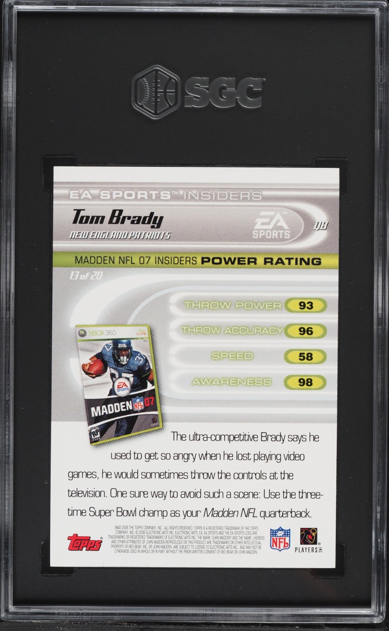 2006 Topps EA Sports Madden 07 Tom Brady #13 SGC 9.5 MINT+