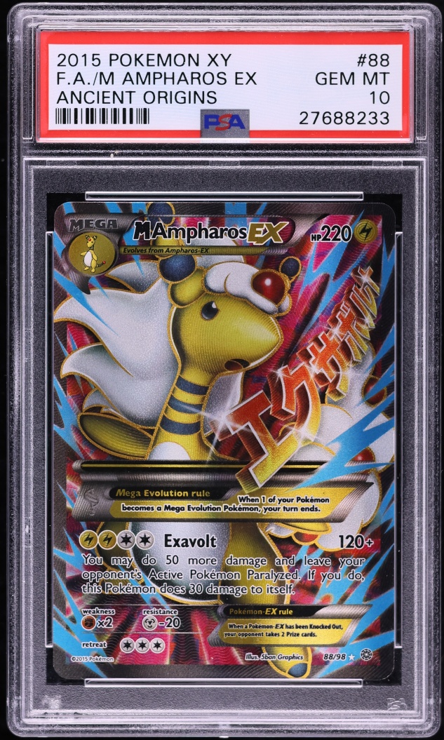2015 Pokemon XY Ancient Origins Full Art M Ampharos EX #88 PSA 10 GEM MINT