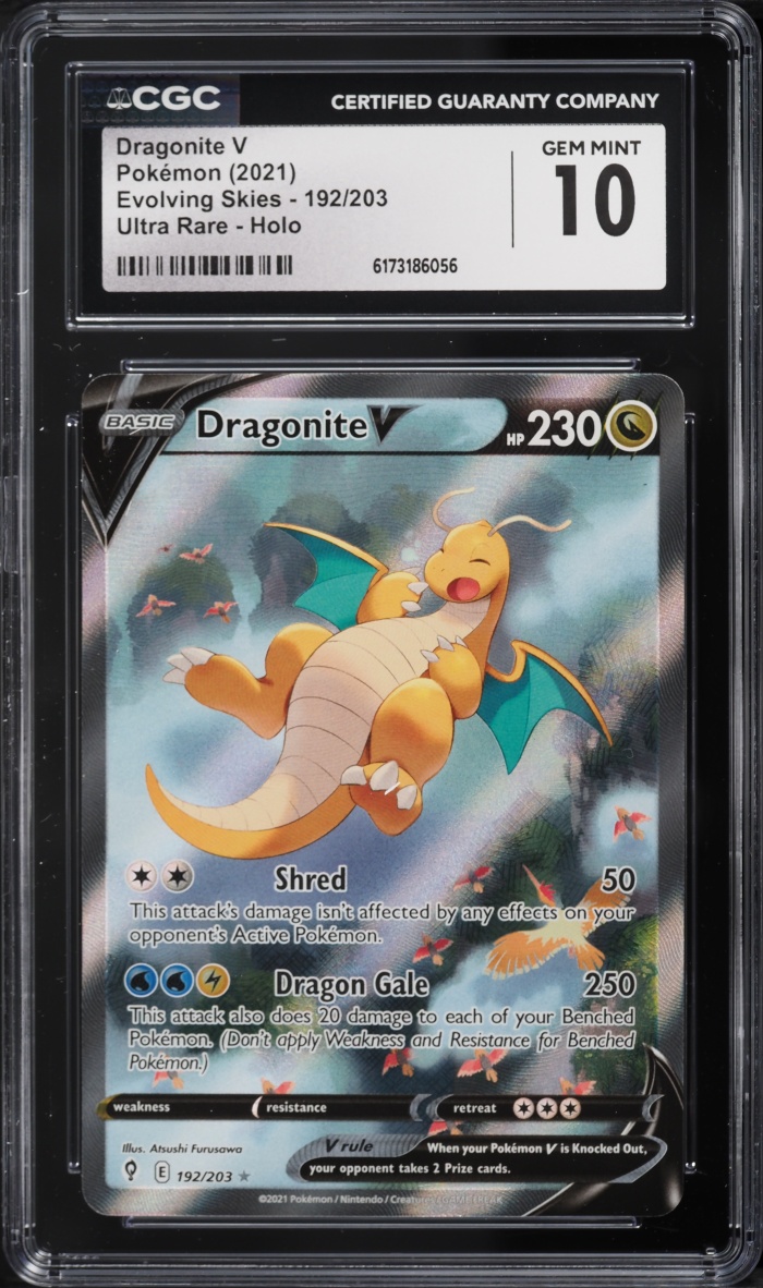 2021 Pokemon Sword & Shield Evolving Skies Full Art Dragonite V #192 CGC 10 GEM MINT