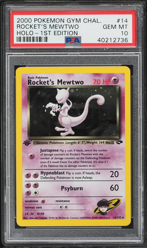 Carte Pokémon Vintage Mewtwo #14 étoile Noire Promo - État Near Mint, Rare Et Collectionnable