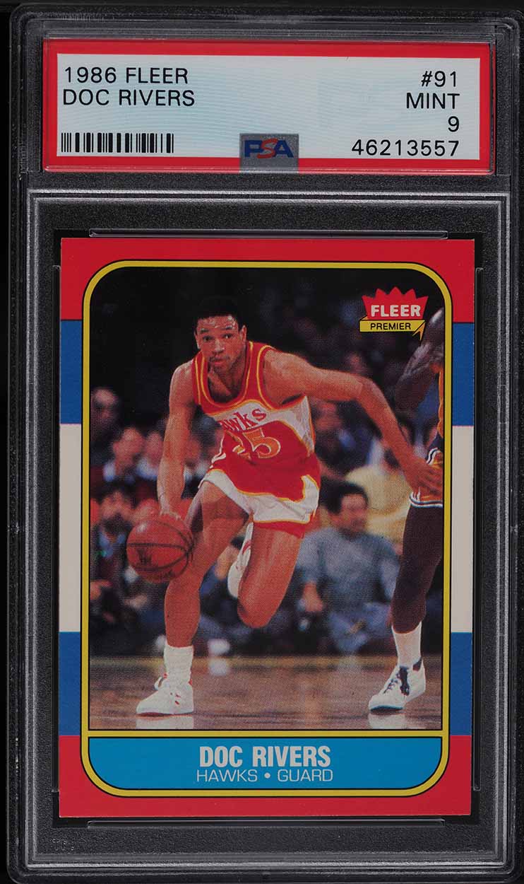 1986 Fleer Basketball Doc Rivers ROOKIE #91 PSA 9 MINT