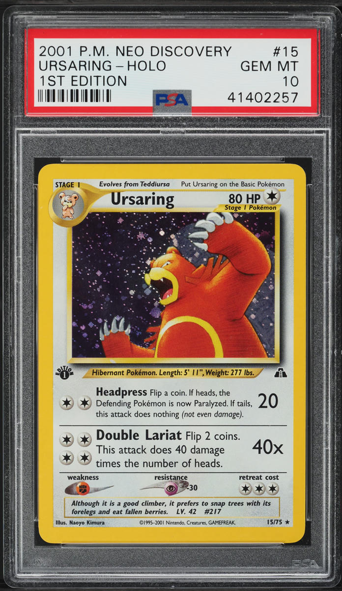 2001 Pokemon Neo Discovery 1st Edition Holo Ursaring #15 PSA 10 GEM MINT