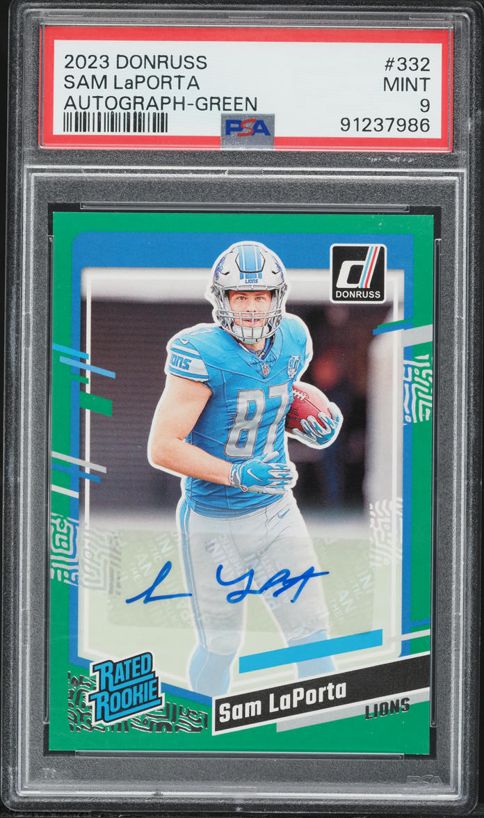 2023 Donruss Green Sam LaPorta ROOKIE AUTO #332 PSA 9 MINT