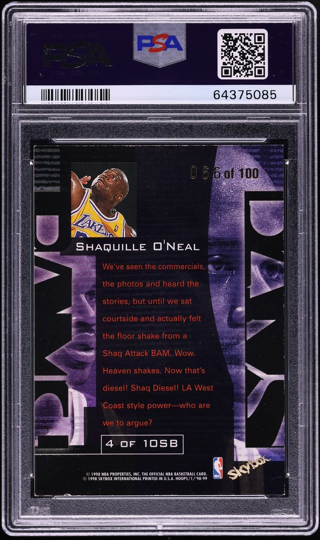 1998 Hoops Slam Bams Shaquille O'Neal /100 #4 PSA 6 EXMT