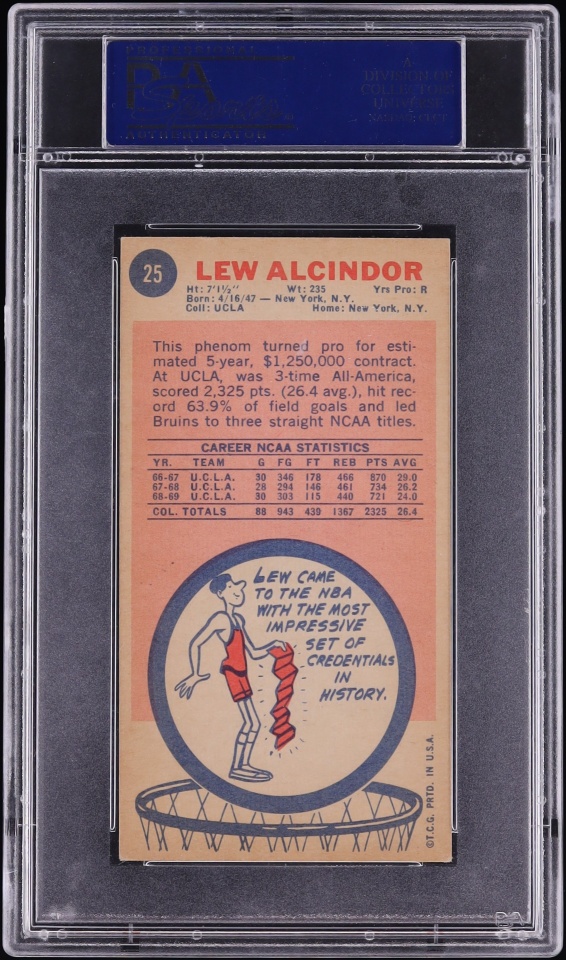 1969 Topps Basketball Lew Alcindor ROOKIE #25 PSA 5 EX
