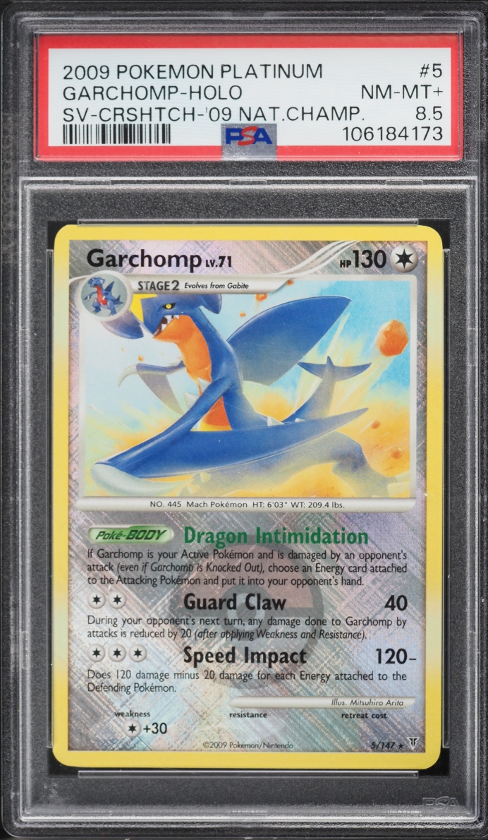 2009 Pokemon Platinum Supreme Victors National Championships Crosshatch Holo Garchomp PSA 8.5