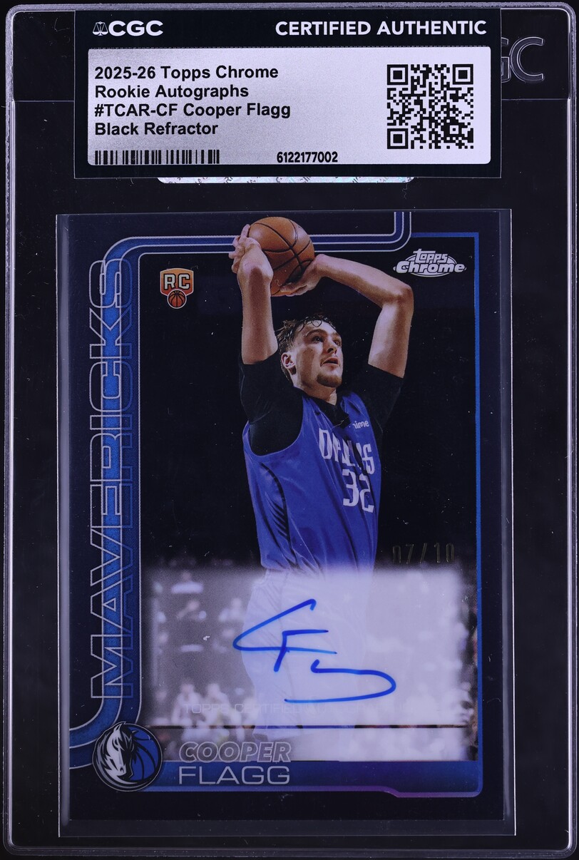 2025 Topps Chrome Black Refractor Cooper Flagg ROOKIE AUTO /10 #TCAR-CF CGC AUTH