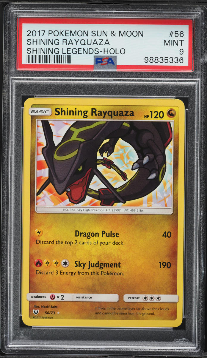2017 Pokemon Sun & Moon Shining Legends Holo Shining Rayquaza #56 PSA 9 MINT