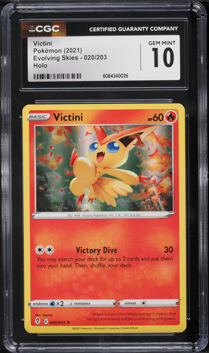 2021 Pokemon Evolving Skies Holo Victini #020 CGC 10 GEM MINT
