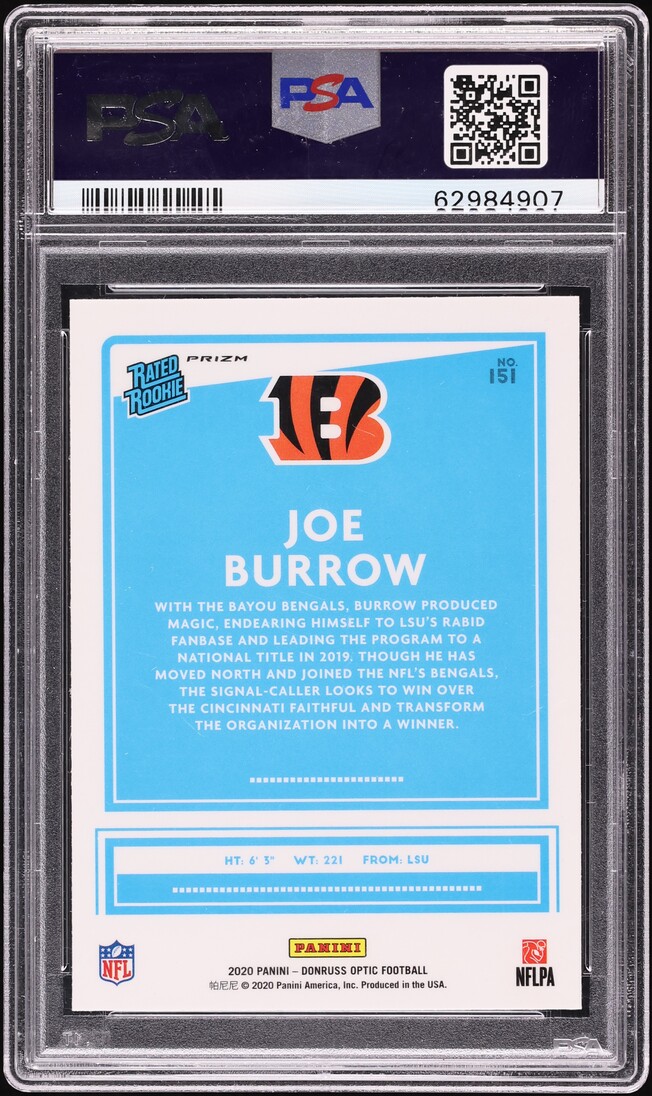 2020 Donruss Optic Bronze Joe Burrow ROOKIE #151 PSA 10 GEM MINT
