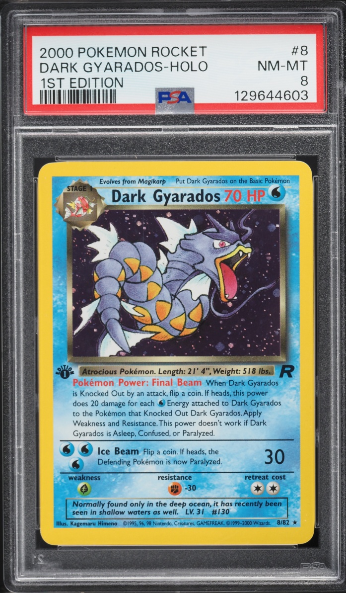 2000 Pokemon Team Rocket 1st Edition Holo Dark Gyarados #8 PSA 8 NM-MT