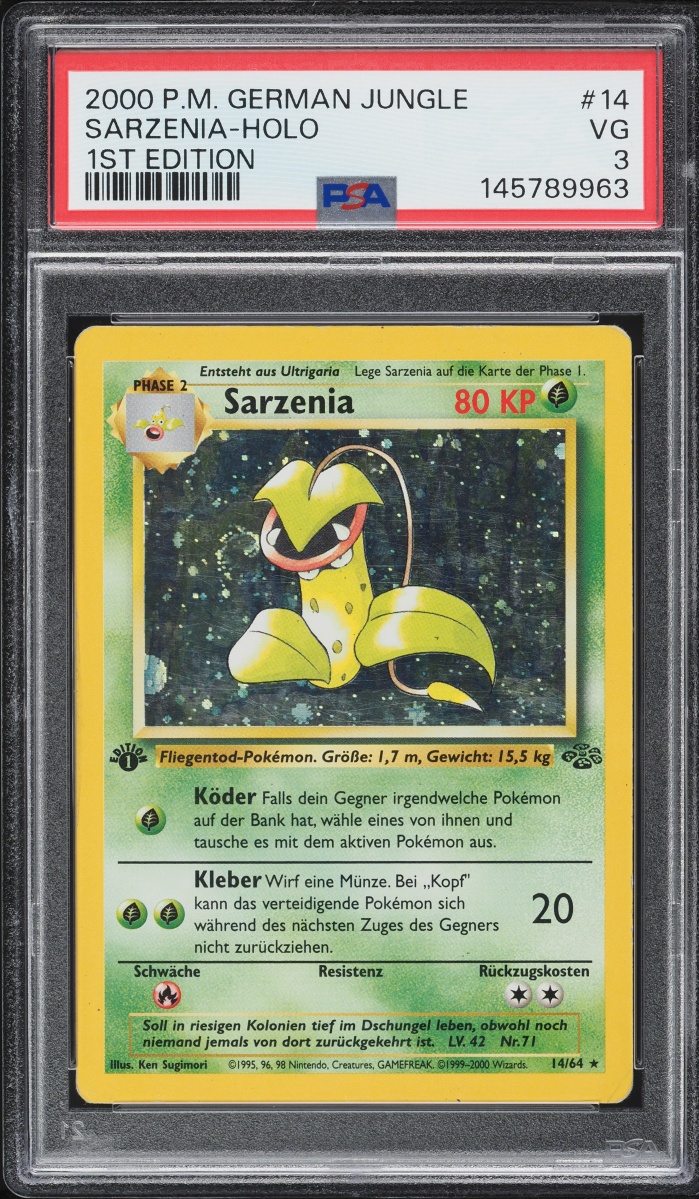 2000 Pokemon German Jungle 1st Edition Holo Victreebel Sarzenia #14 PSA 3 VG