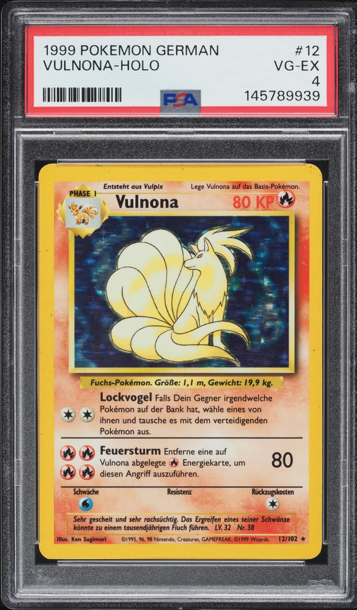 1999 Pokemon German Base Set Holo Ninetales Vulnona #12 PSA 4 VGEX