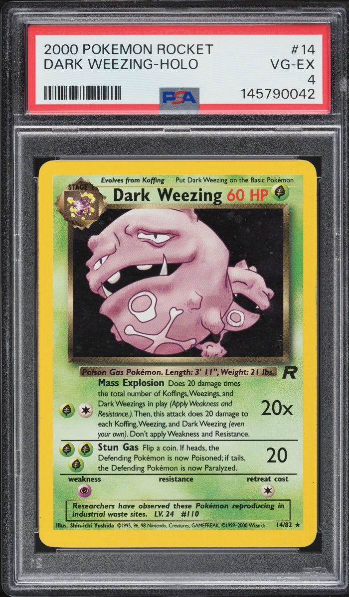 2000 Pokemon Team Rocket Holo Dark Weezing #14 PSA 4 VGEX