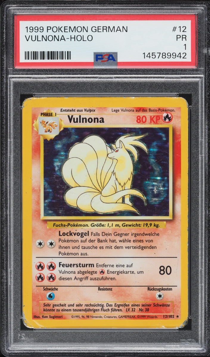 1999 Pokemon German Base Set Holo Ninetales Vulnona #12 PSA 1 PR