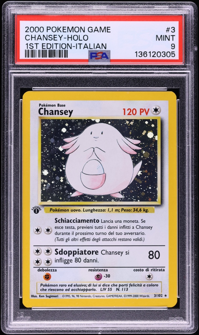 2000 Pokemon Italian Base Set 1st Edition Holo Chansey #3 PSA 9 MINT