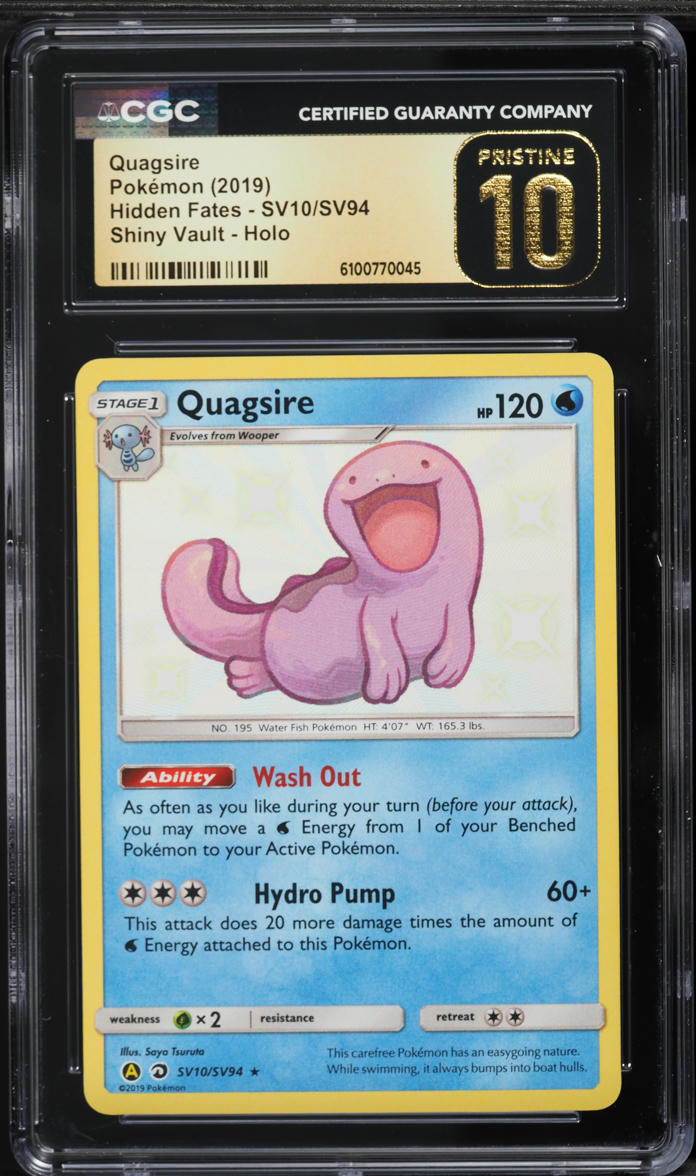 2019 Pokemon Sun & Moon Hidden Fates Vault Shiny Holo Quagsire #SV10 CGC 10 PRISTINE