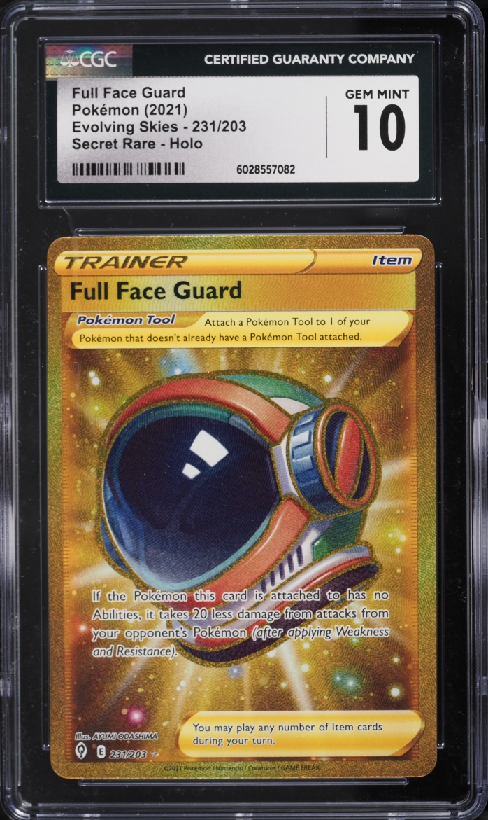 2021 Pokemon Sword & Shield Evolving Skies Gold Rare Full Face Guard #231 CGC 10 GEM MINT