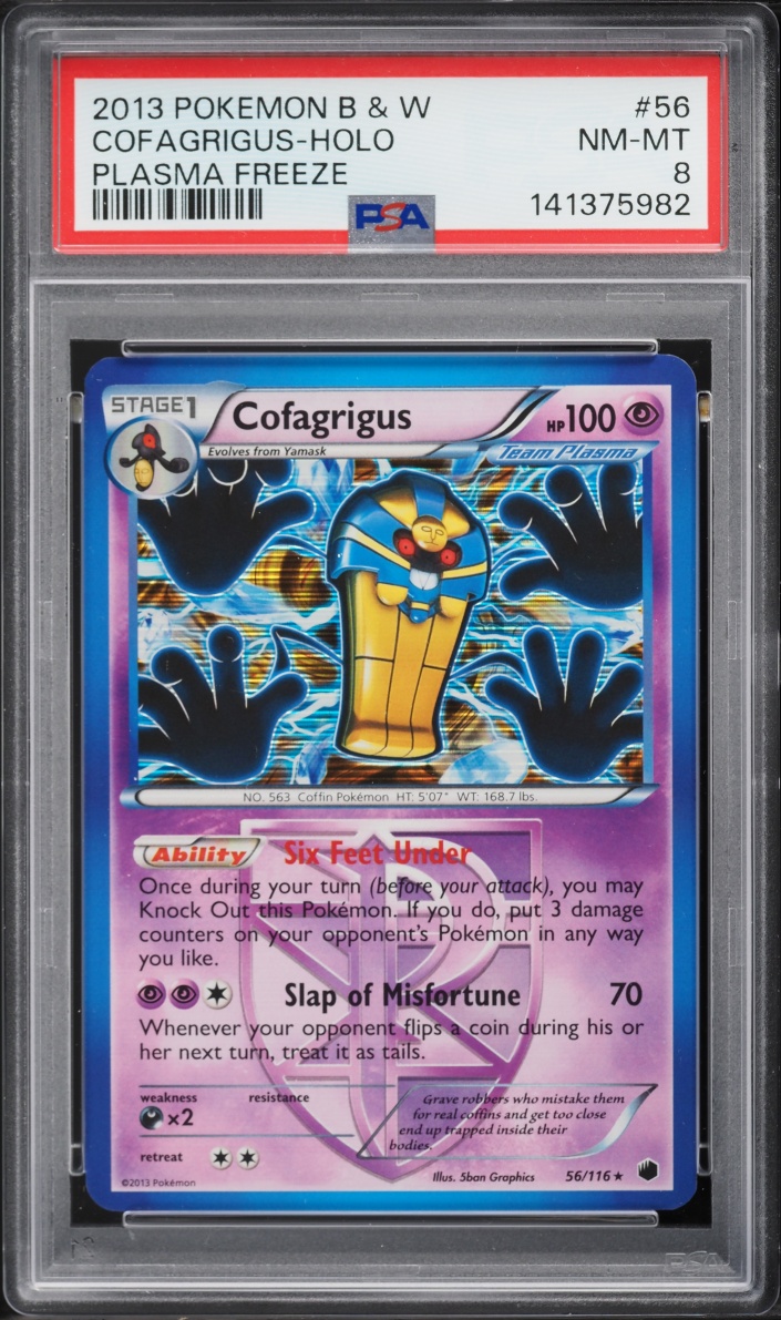2013 Pokemon Black & White Plasma Freeze Holo Cofagrigus #56 PSA 8 NM-MT