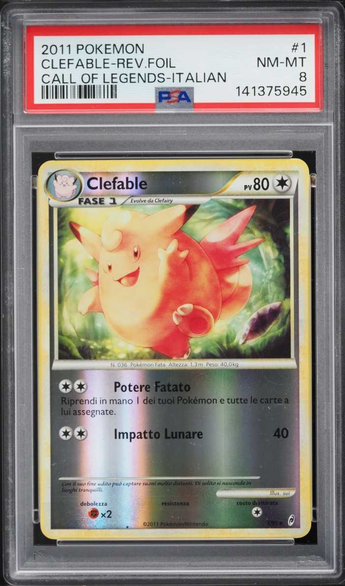 2011 Pokemon Italian Call Of Legends Reverse Foil Clefable #1 PSA 8 NM-MT