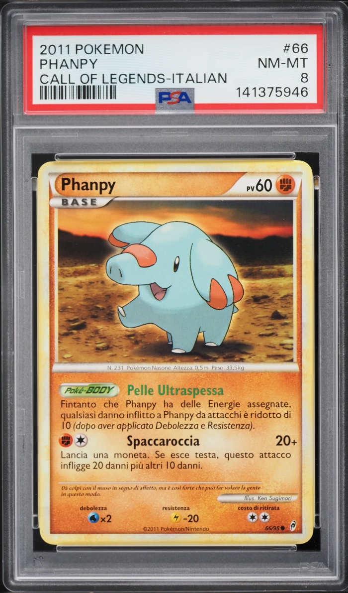 2011 Pokemon Italian Call Of Legends Phanpy #66 PSA 8 NM-MT